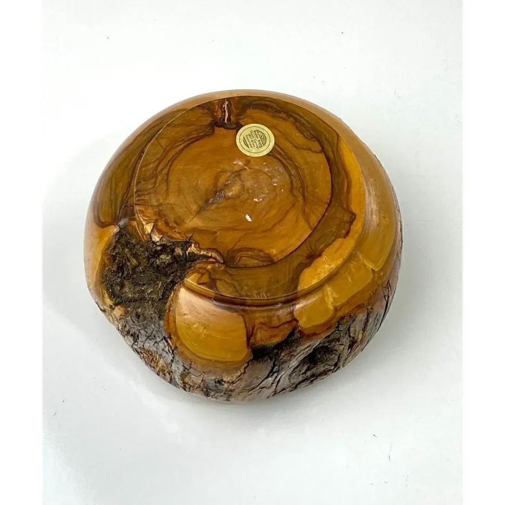 Vtg Walter Stahli Wood Carved Round Bowl Mid-Century Modern Rustic Switzerland D